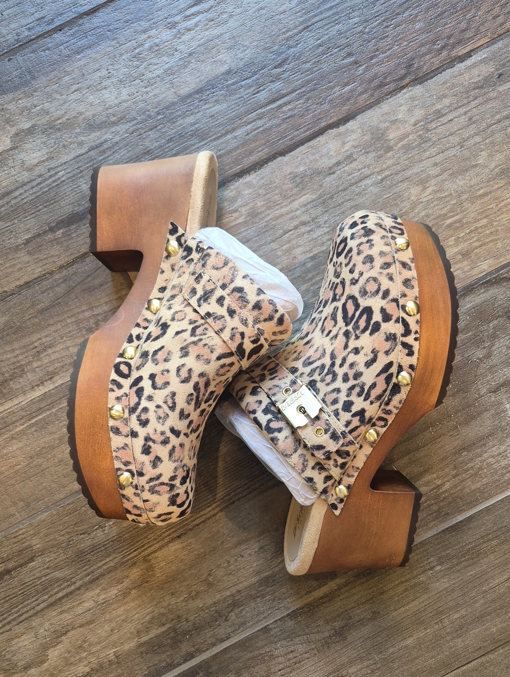 Dr. Scholl's Original Collection Joy Animal Print Stud Detail Platform Clogs, 8 - Picture 6 of 16